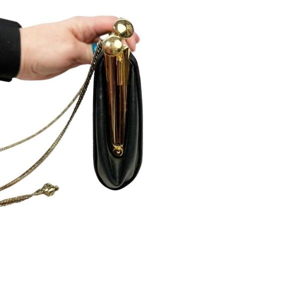 Whiting & Davis Black Mesh Bag Long Chainlink Crossbody Strap Elegant Vintage - Picture 5 of 11